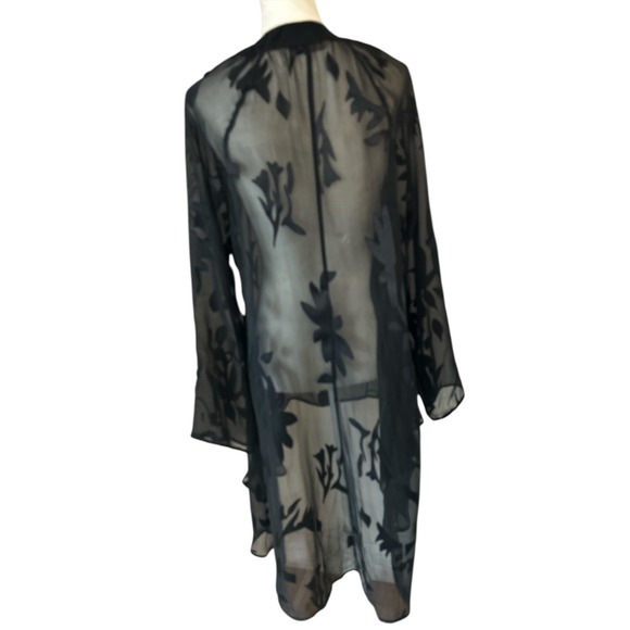 Soft Surroundings Black Floral Burnout Sheer‎ Tunic Blouse Top M - Picture 3 of 7
